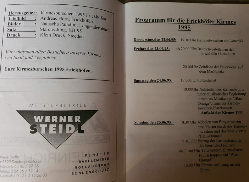 Frickhofen Kirmesheft 1995