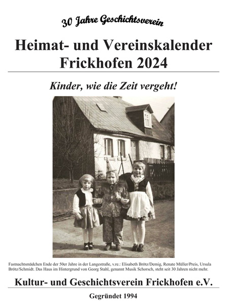 Deckblatt vom Vereinskalender Frickhofen 2024